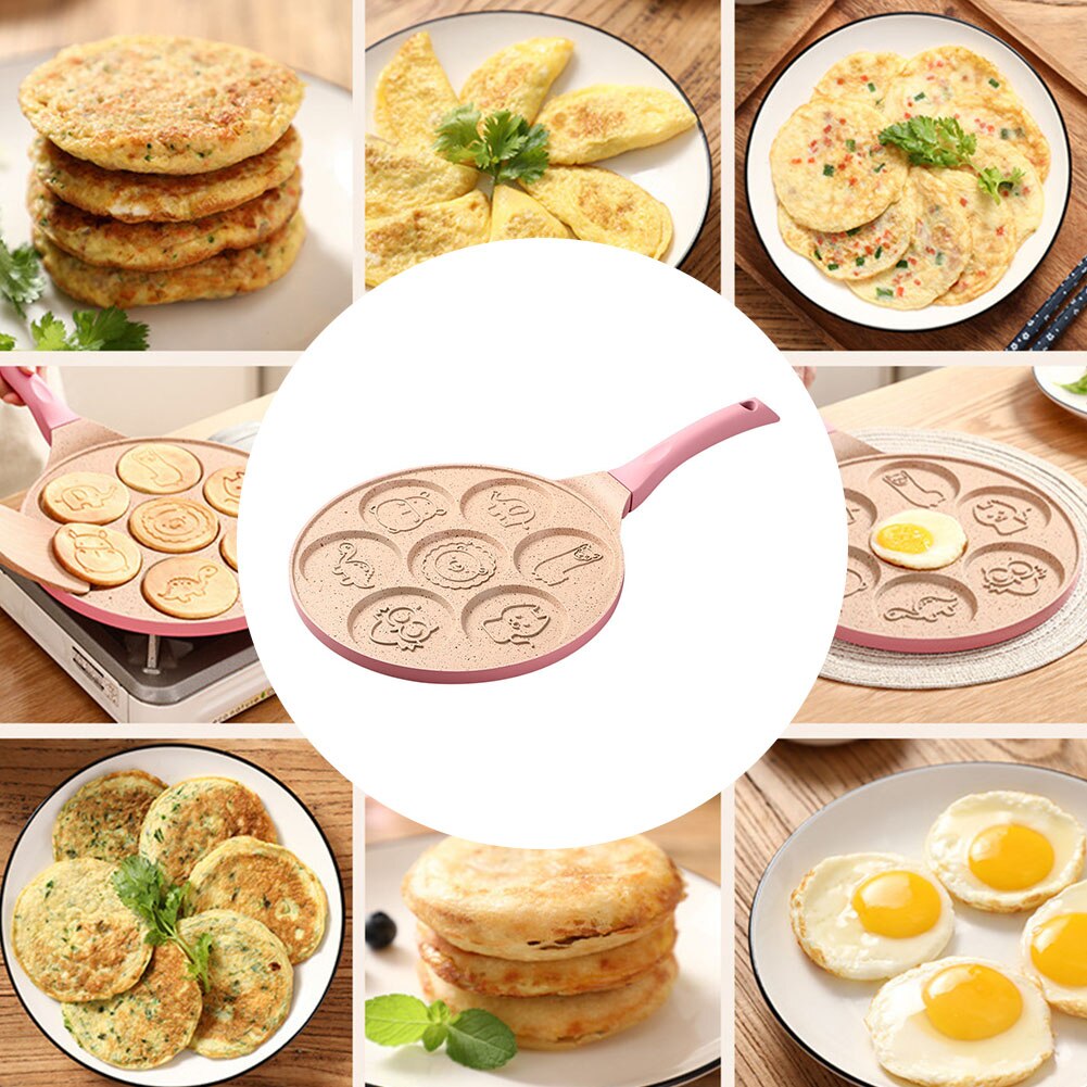 7 Holes Waffle Kitchen Flat Base Frying Pan Aluminum Alloy Omelette Pot Non-stick Baking Pancake Breakfast Cooking Household