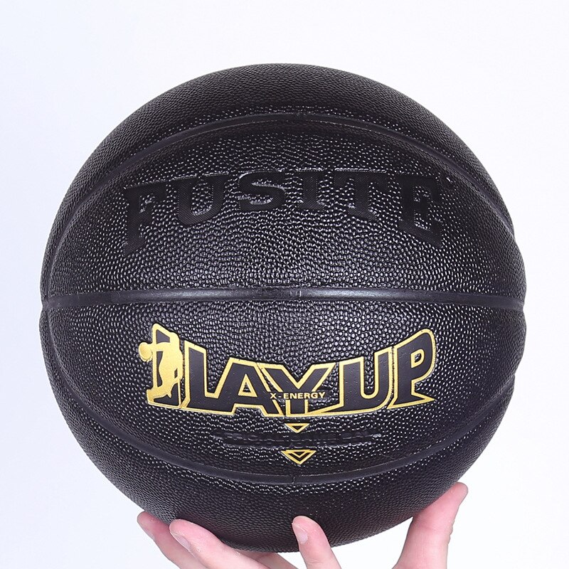 No. 6 Women Play Basketball Concrete Floor Training Basketball Match PU Basketball Indoor and Outdoor: Black