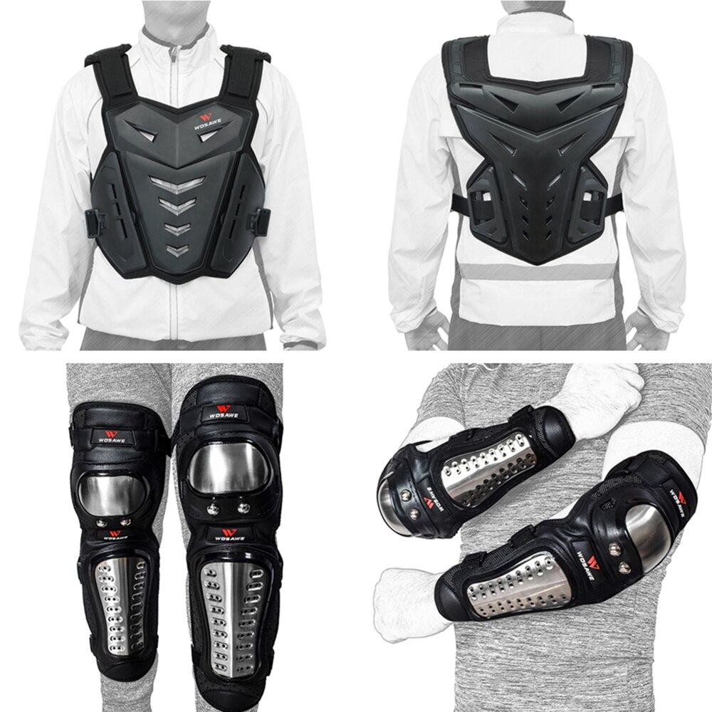 WOSAWE Adult MTB Motorcycle Armor Jacket Motocross Vest Back Chest Body Protector Off-Road Motorbike Protective Gear Armor Suit