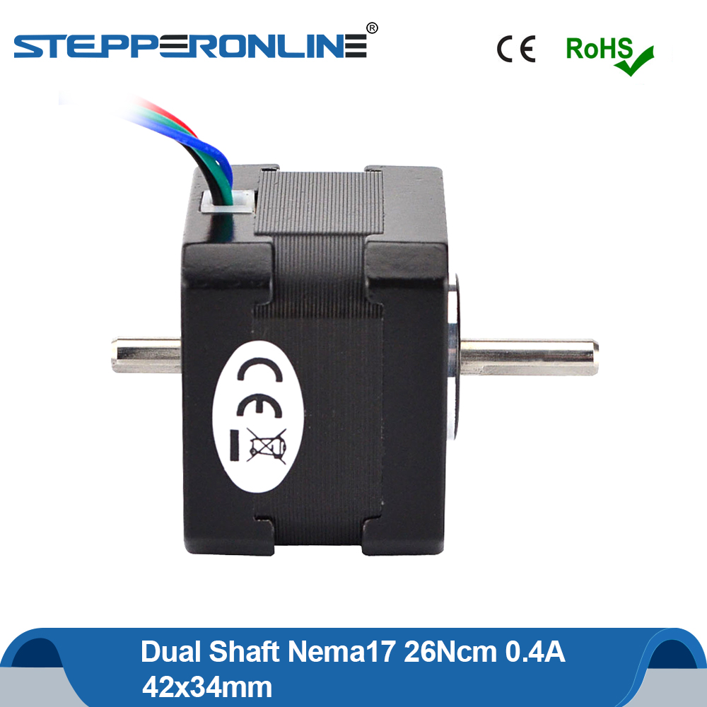 Dual Shaft Nema17 Stepper Motor 34mm 26Ncm Nema 17 Step Motor 0.4A 12V 4-lead for DIY CNC 3D Printer