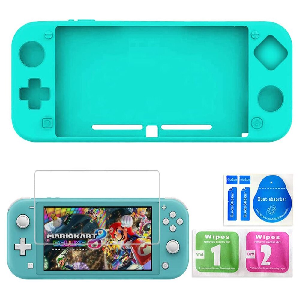 Caso para nintendo switch lite, interruptor lite acessórios da pele kit luz protetora magro capa de silicone escudo protetor: Green