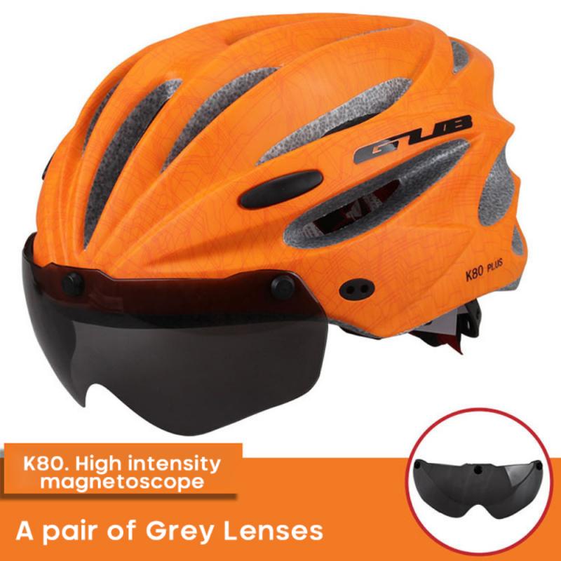 Casco de ciclismo magnético GUB K80 PLUS, Goggles17, agujeros moldeados integralmente, 58-62cm, Casco de bicicleta de carretera aerodinámico para MTB,: 01