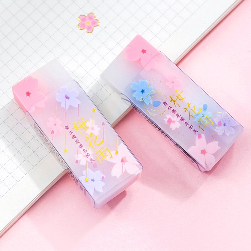 Adorables gommes à crayon en fleurs de cerisier, gomme translucide en forme de Sakura