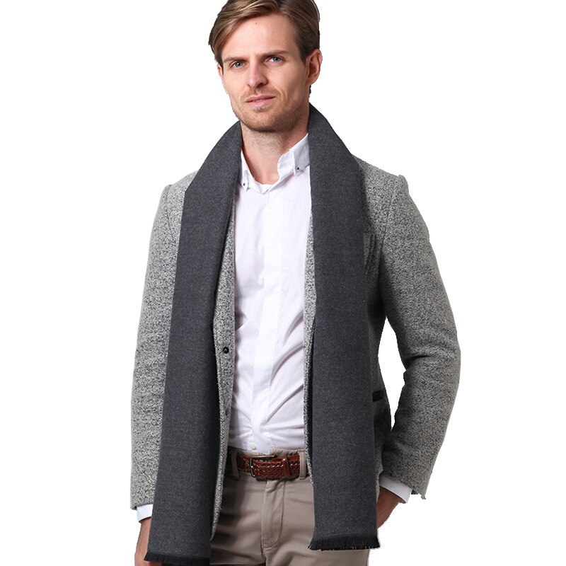 Novo inverno cachecol de caxemira homem negócios simples cor pashmina outono lã xales e envoltórios masculino alta qualidade manter cachecóis quentes
