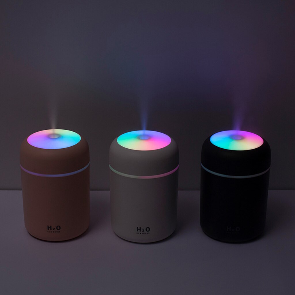 Luftfugter ultralyd aroma æterisk olie diffusor 300ml usb cool tåge maker aromaterapi med farverig lampe til hjemmebil