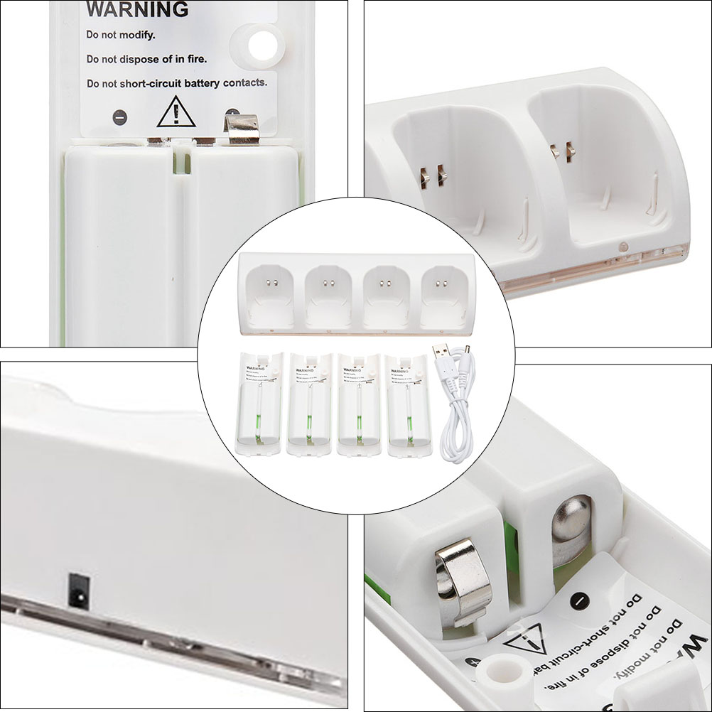 1 Set 4 Slots Adapter for Rechargeable Batteries White