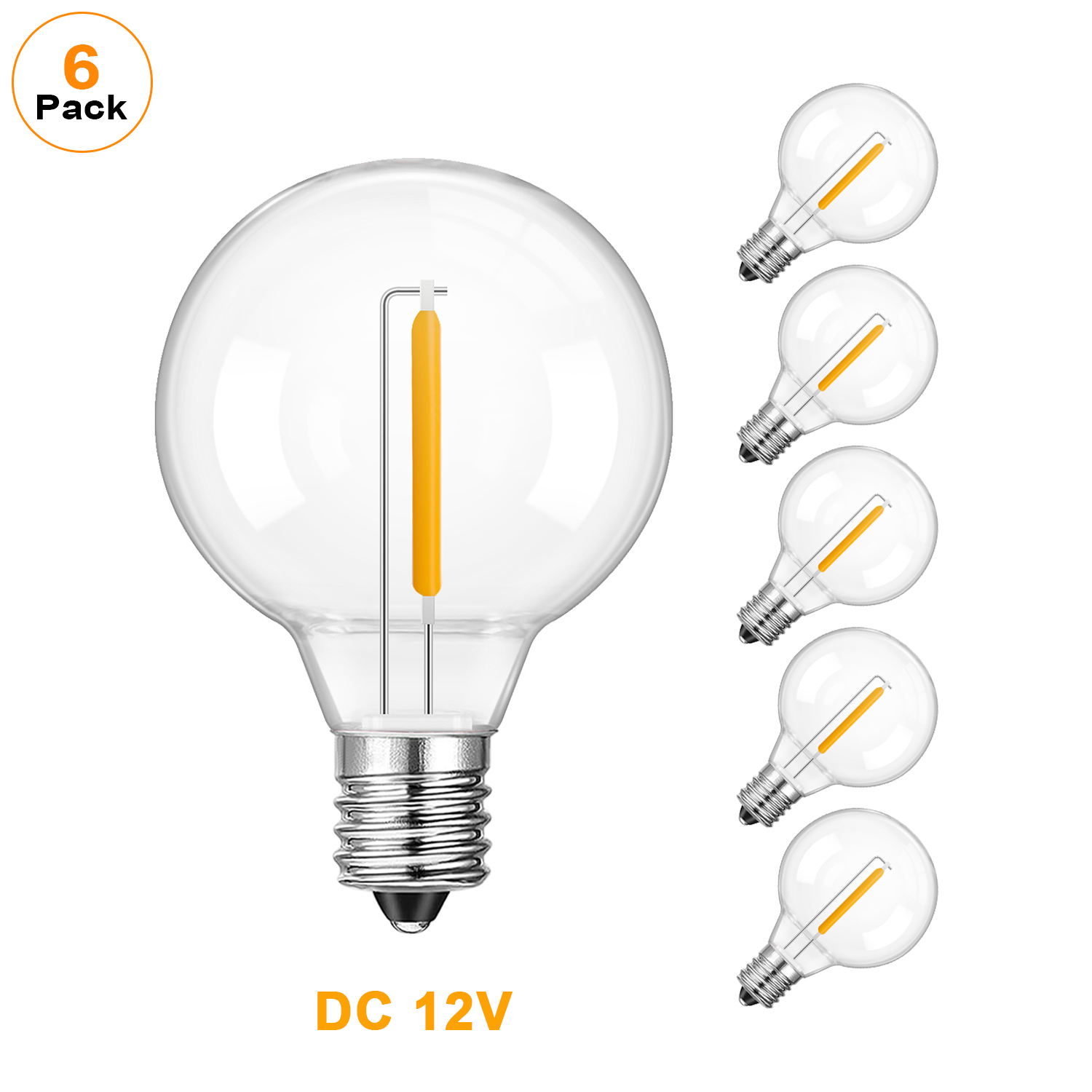 Bombillas Led G40 de bajo voltaje DC12V 24V 1W E12 bombilla de repuesto de plástico Retro para cadena de luces Solar fuera de la red batería Camping RV: Azul / 2 unidades