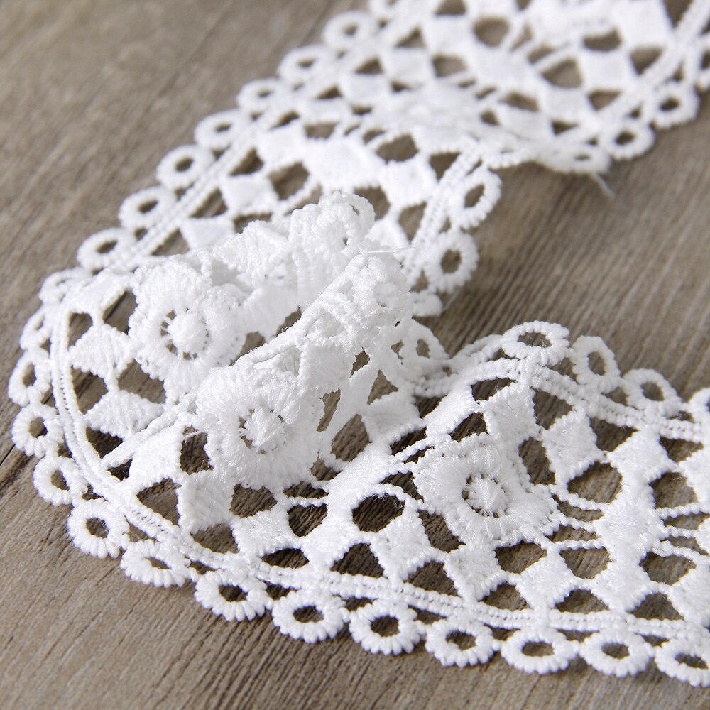 1 Yard Fiber Flower Lace Trim Pearl Embroidery Sewing Fabric Ribbon DIY Garment Accessories for Wrapping,1Yc2452: 1055734001