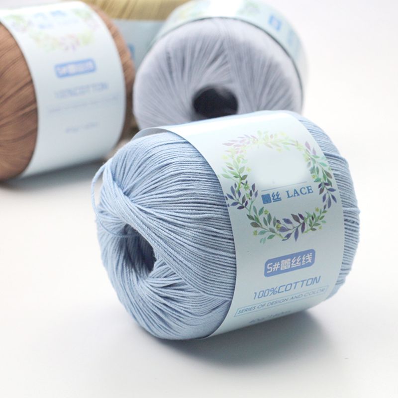 1 Roll Mercerized Cotton Cord Thread Medium Fine Solid Color DIY Hand Knitting Yarn for Embroidery Crochet Pearl Lace