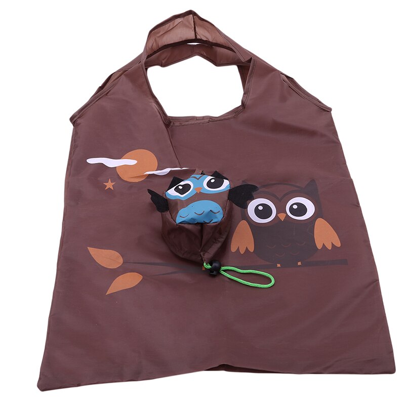 Cartoon boodschappentas schattige uil opvouwbare herbruikbare organizer voor buiten supermarkt boodschappen draagbare opbergtas met grote capaciteit: Koffie