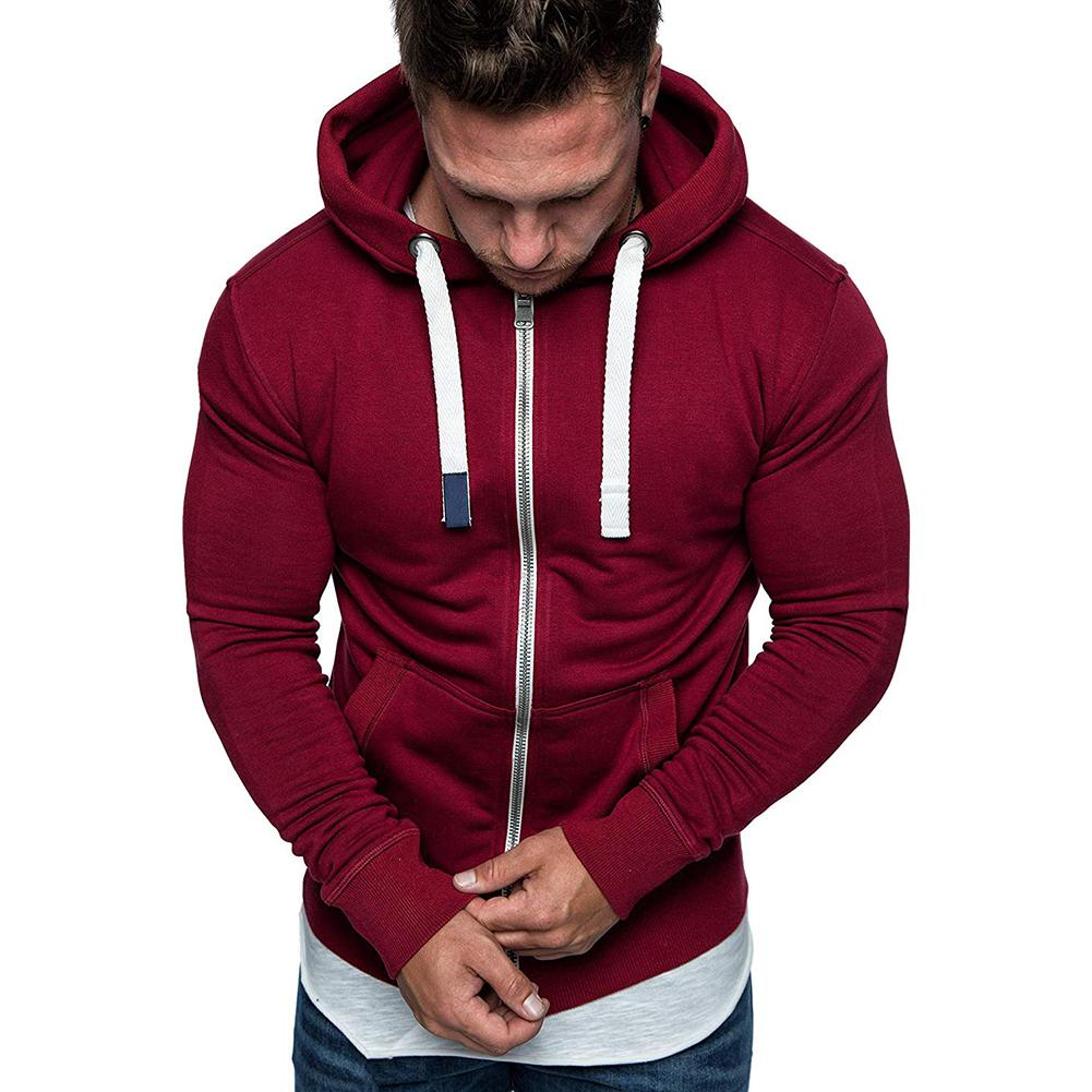 Stijlvolle Plain Mannen Ritsvak Zip Sport Hoodie Trui Jas Jas