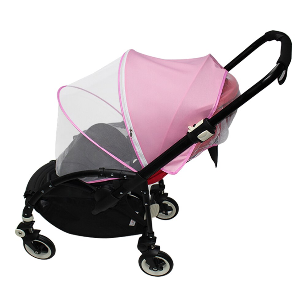 Winkelwagen-Mosquito-Net Wandelwagen-Accessoires Kinderwagen Zonnescherm Zon-Bescherming Uv Anti-Muggen Baby Pasgeboren volledige Cover Netto: white pink