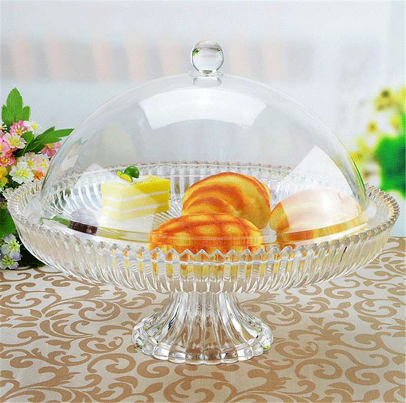 High Base Plate Lid Sampling Plate Plastic Transparent Snack cake fruit Acrylic Trial tray Household round Circle Candy Dish