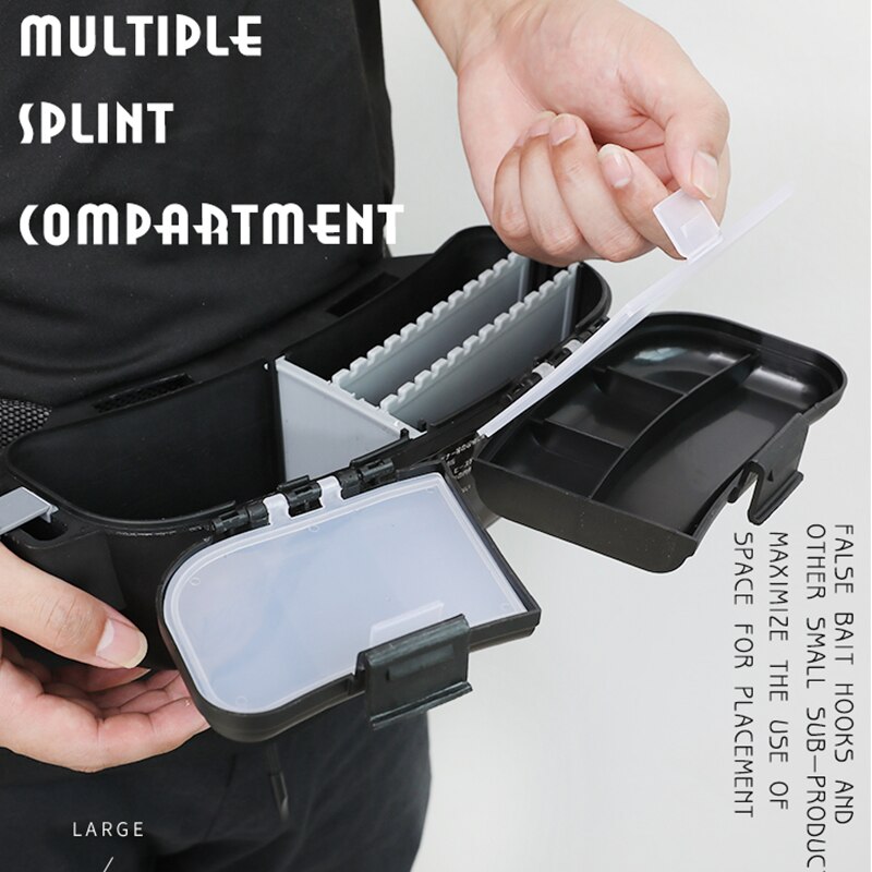 Fiskelok taljeboks multifunktionel fiskeboks bærbar vandtæt fiskegrej i plastik arrangørboks taljebælte fiskeri