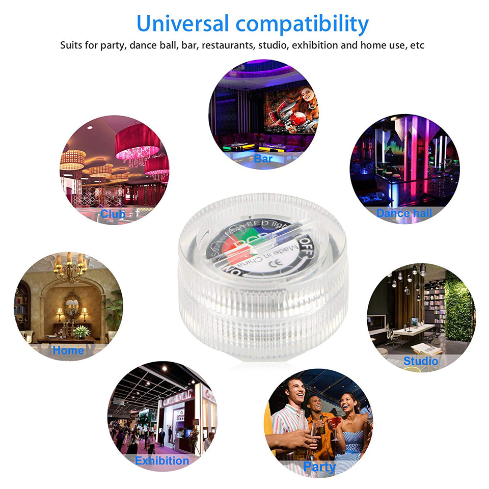 Battery Operated RGB Submersible LED Underwater Light Night Lamp for Fish Tank Pond Swimming Pool Wedding Party Vase Bowl