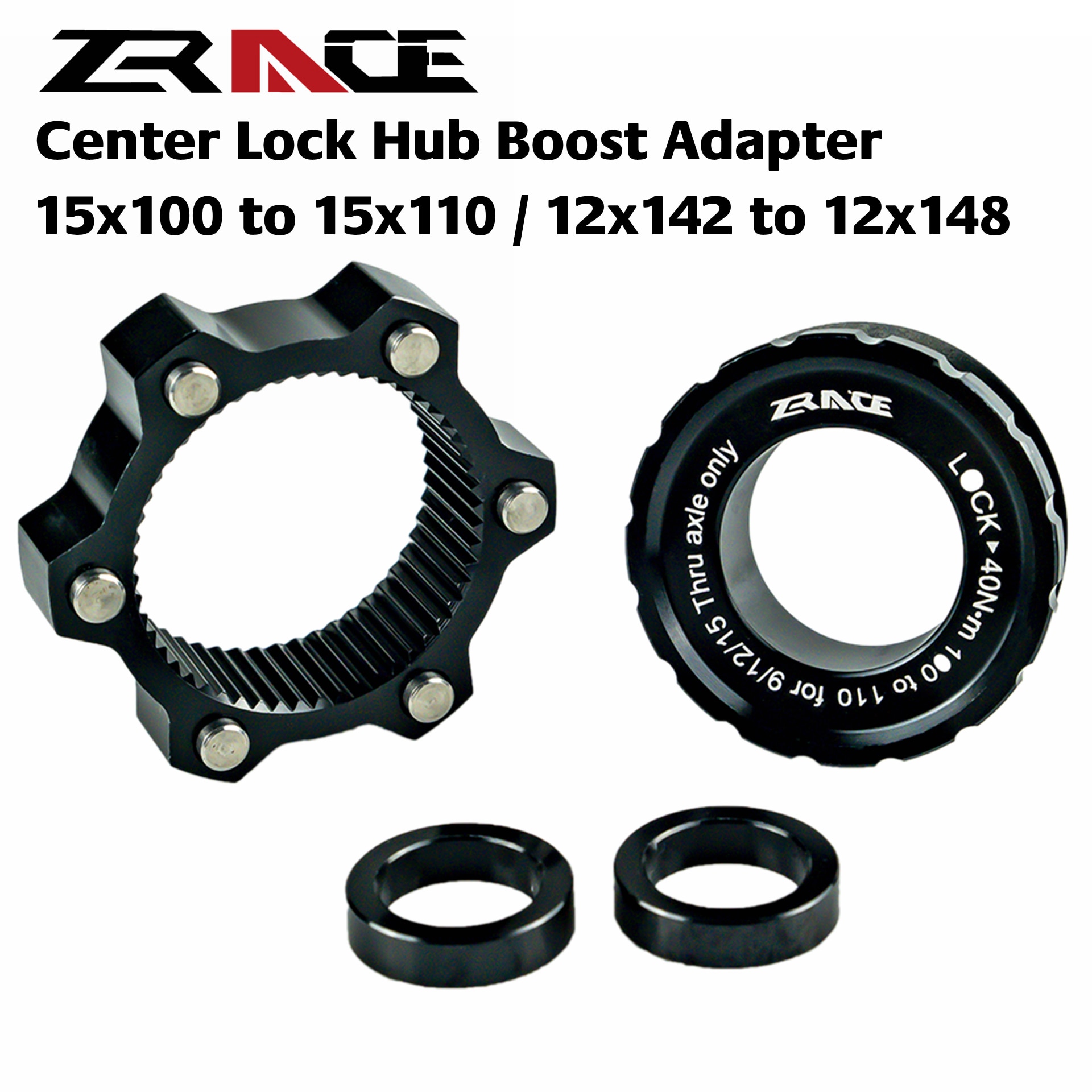 ZRACE Center-Lock for 6-Hole, 15x100 to 15x110, 12x142 to 12x148, Center Lock Hub Boost Adapter, CenterLock for brake disc