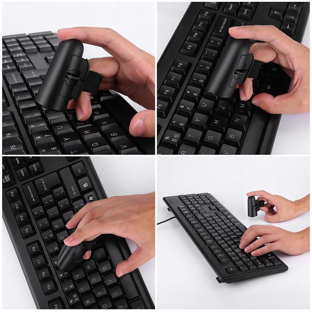 Portable Mini Finger Mouse 2.4GHz USB Wireless Optical Lazy Mouse 1200Dpi Desktop For PC Rings Finger Laptop U2V2