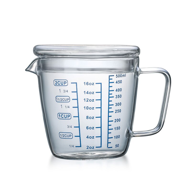 Hittebestendig Hoge Borosilicaatglas Maatbeker Met Schaal Voor Huishoudelijke Keuken Koken Kids Dieet Keuken Accessoires