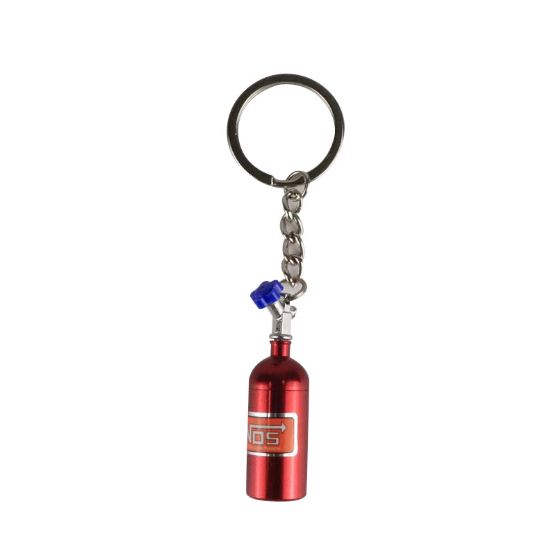 LLavero de Metal con forma de botella de nitrógeno para coche, caja de pastillas de almacenamiento, , Interior de motocicleta: Rojo