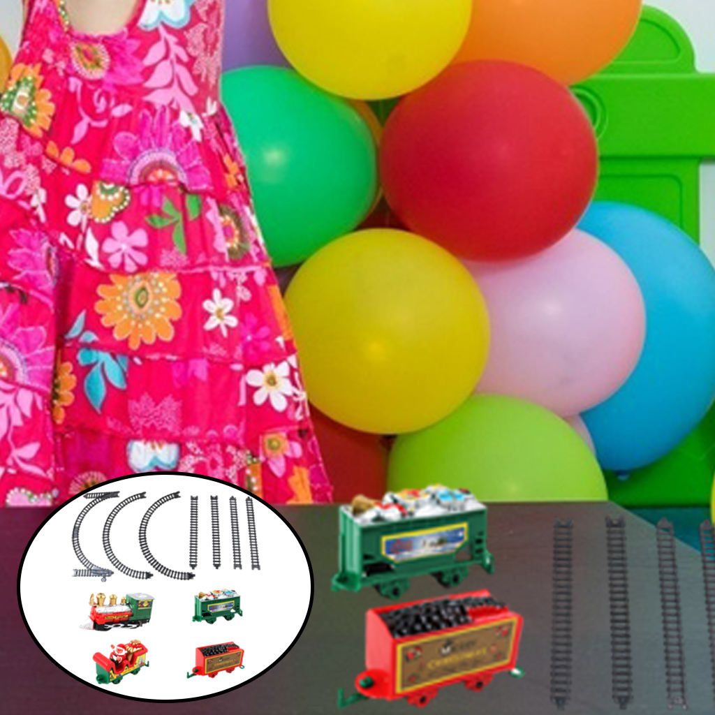 Juego de vías de tren eléctrico de Navidad, 11 piezas, con carro de Papá Noel, juguete para niños, decoración para