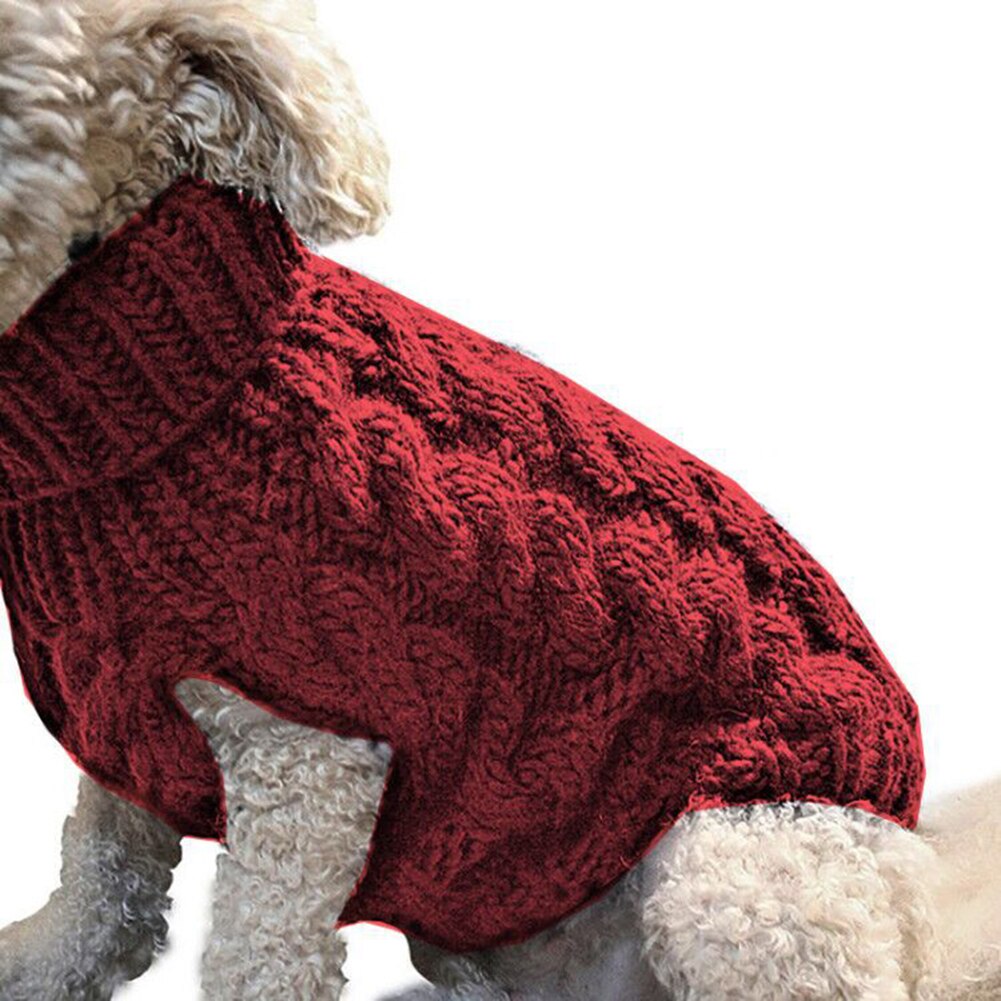 Warm Dog Cat Sweater Clothing Winter Turtleneck Knitted Pet Cat Puppy Clothes Costume For Small Dogs Cats Chihuahua Outfit Vest: Red / M