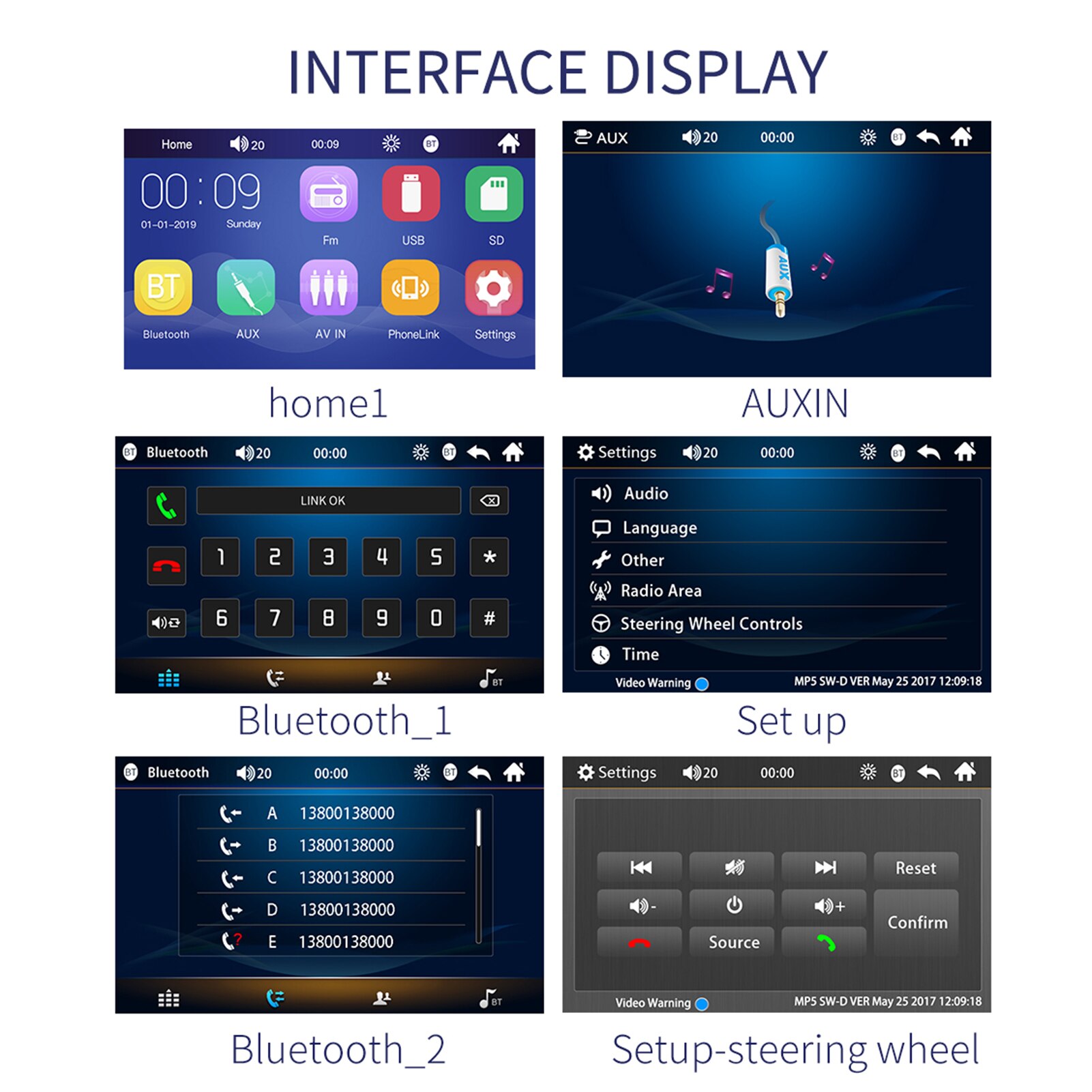 A7 7 Inch Car Stereo MP5 Player 7 inch Touch Screen Bluetooth AUX U Disk Radio USB2.0 Player MP5 Support Bass Speaker