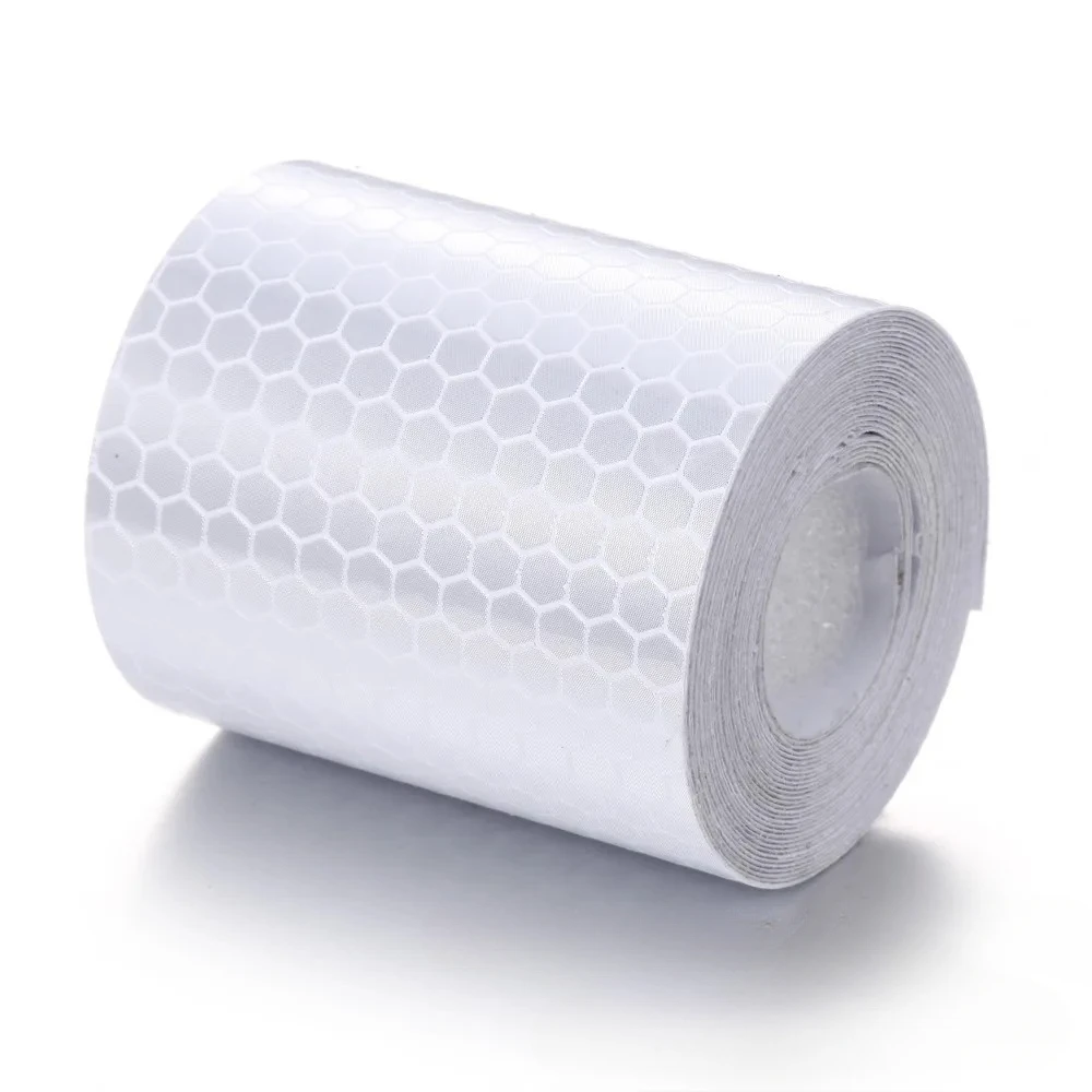1 Roll 5 cm * 3 m Waarschuwingsband Reflecterende Tape voor Auto Motor Fiets Glow in The Dark Tape nacht Veiligheid Reflecterende Film Tapes: WHITE