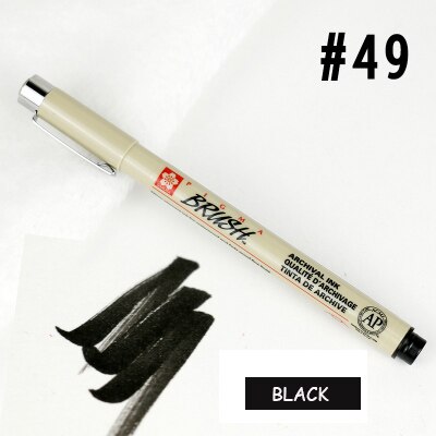 Sakura De hoofd van een zachte waterdichte comic handgeschilderde zachte hoofd kleur pen kalligrafie kleine mooie pen haak lijn Mark pen: 1pcs  black