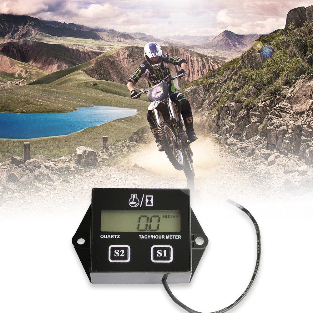 Digital LCD Display Motor Speedometer Engine Tach Hour Meter Tachometer Gauge Motorcycle Motorbike Boat Test Detector Tool