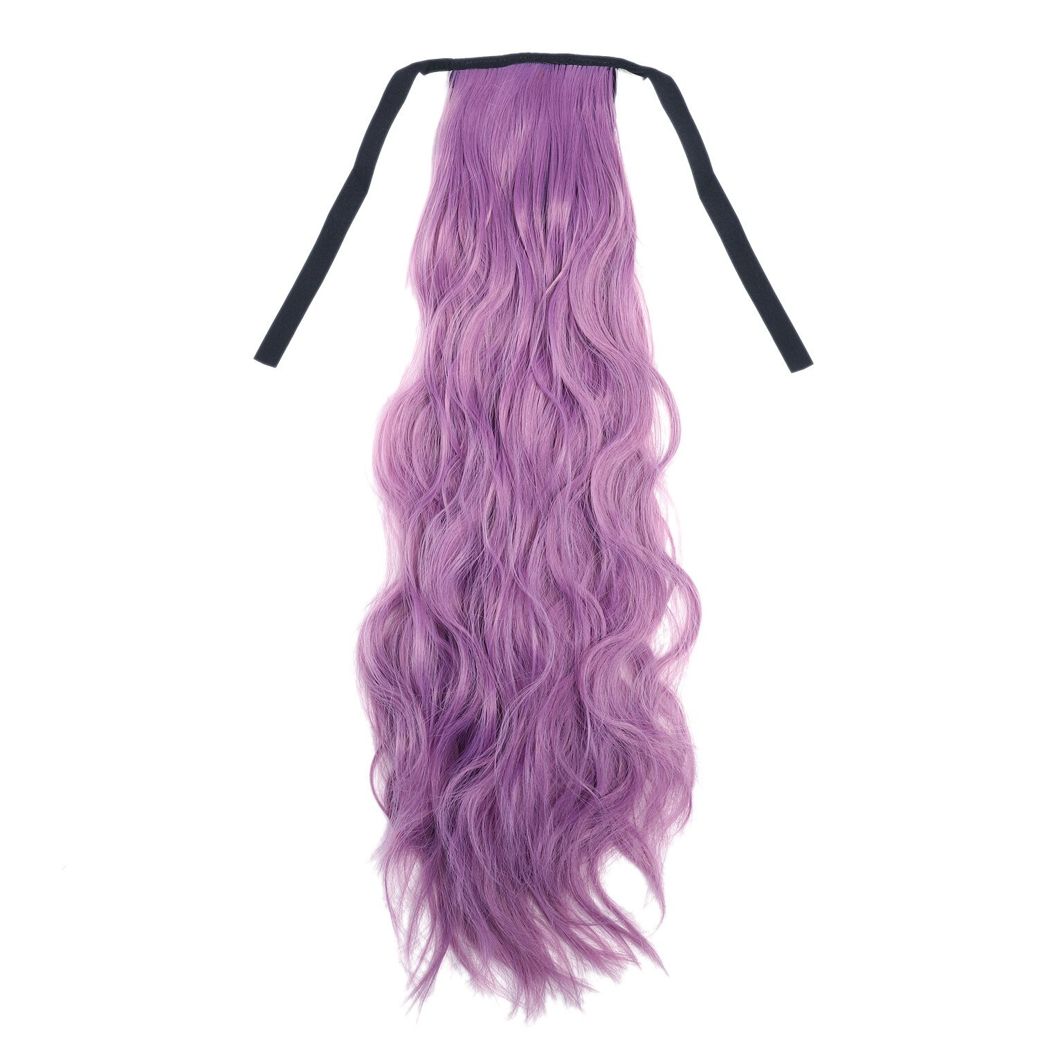 Ponytail Colorful Ombre Synthetic Ribbon Clip in Women Hair Extension Wavy Curly Hairpiece Pony Tail Blue Pink Purple Hairstyle: Light Purple