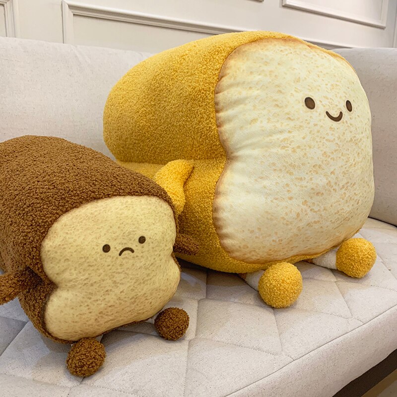 Oreiller en peluche Toast tranche pain oreiller coussin drôle Expression guérison en peluche oreiller canapé chambre enfants d'anniversaire
