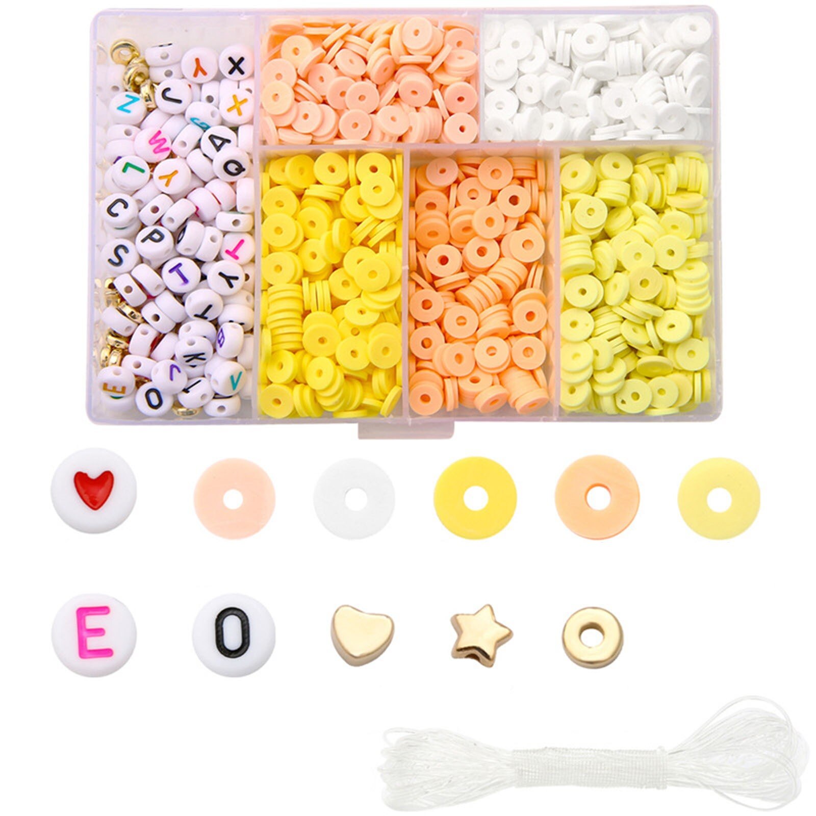 1160PCs Polymer Clay Beads Set For Bracelet DIY Flat Round Arylic Letter Beads Spacer Beads DIY Jewelry Making Bracelet Necklace: 3