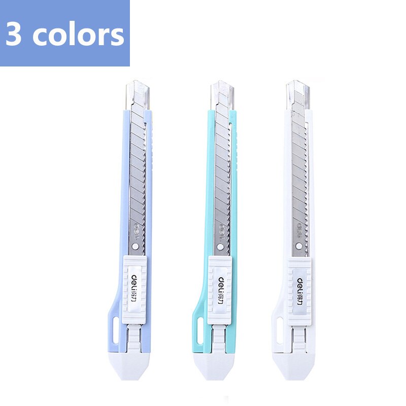 DELI 2031 Cutter Wood Box Paper Cutter Auto Lock SK5 Metal Stationery Utility Craft Knife Cutter Cutting Knife: 3 colors