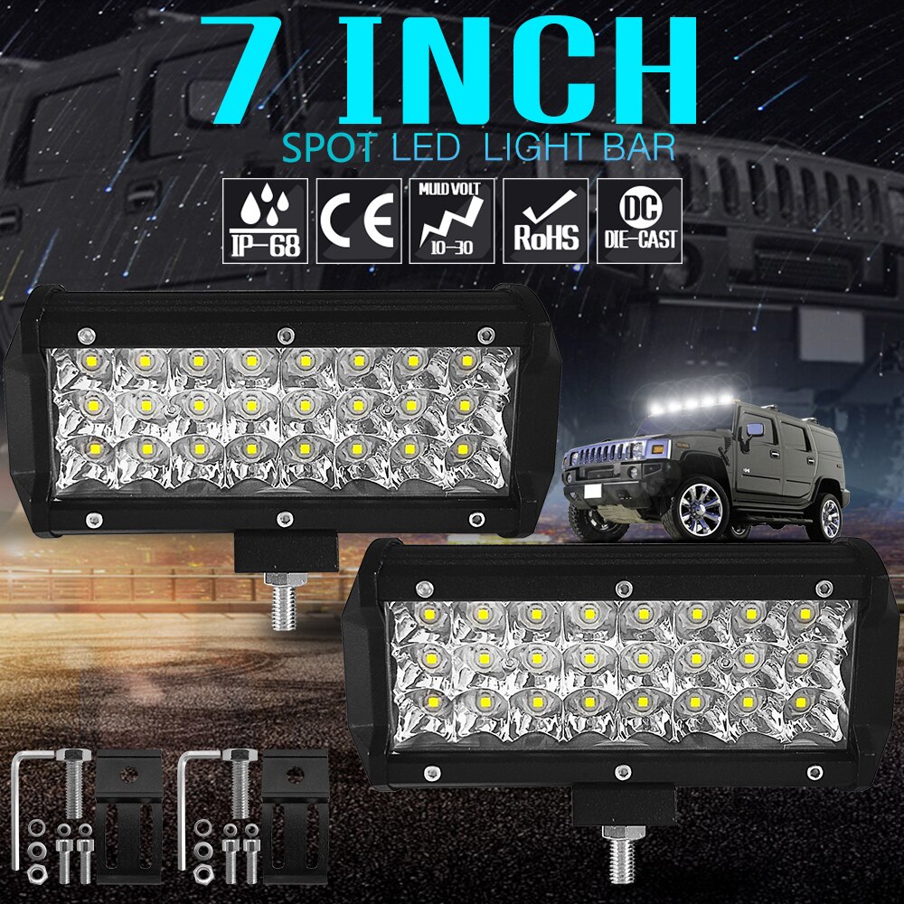 7-inch 72W 3 Rij LED Strip Licht Werken Refit Off-road Voertuig Lamp Dak Strip Licht technische