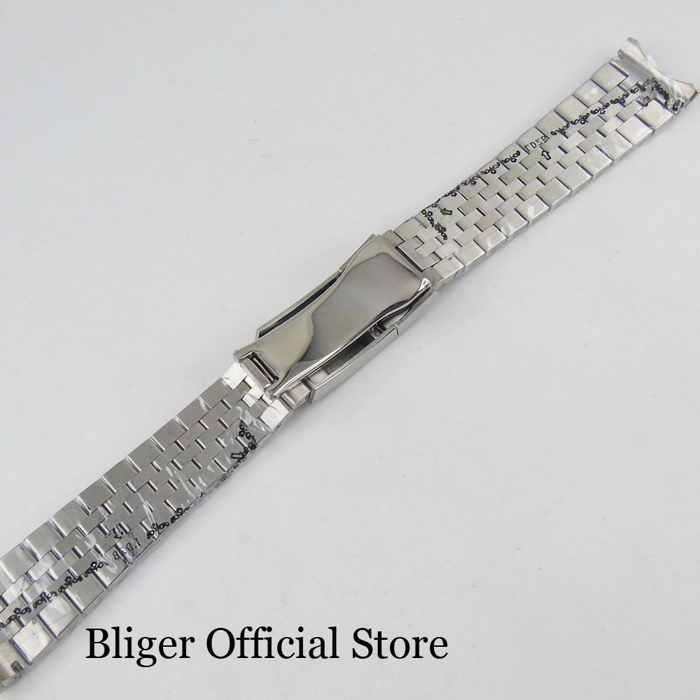 20mm BLIGER Stainless Steel Watch Bracelet Band Deployment Clasp Fit 40mm Watch