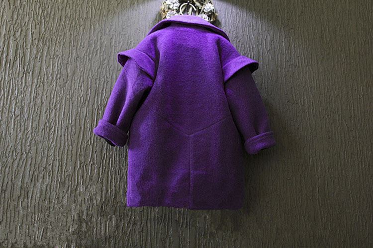 Abrigo de lana de otoño e invierno para niñas, para niños, manga larga sólida, prendas de vestir de una sola botonadura, abrigo largo y grueso de