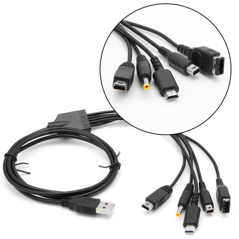 5 i 1 usb ladekabel lader til nintendo gba sp til wii  u 3ds ndsl xl dsi psp
