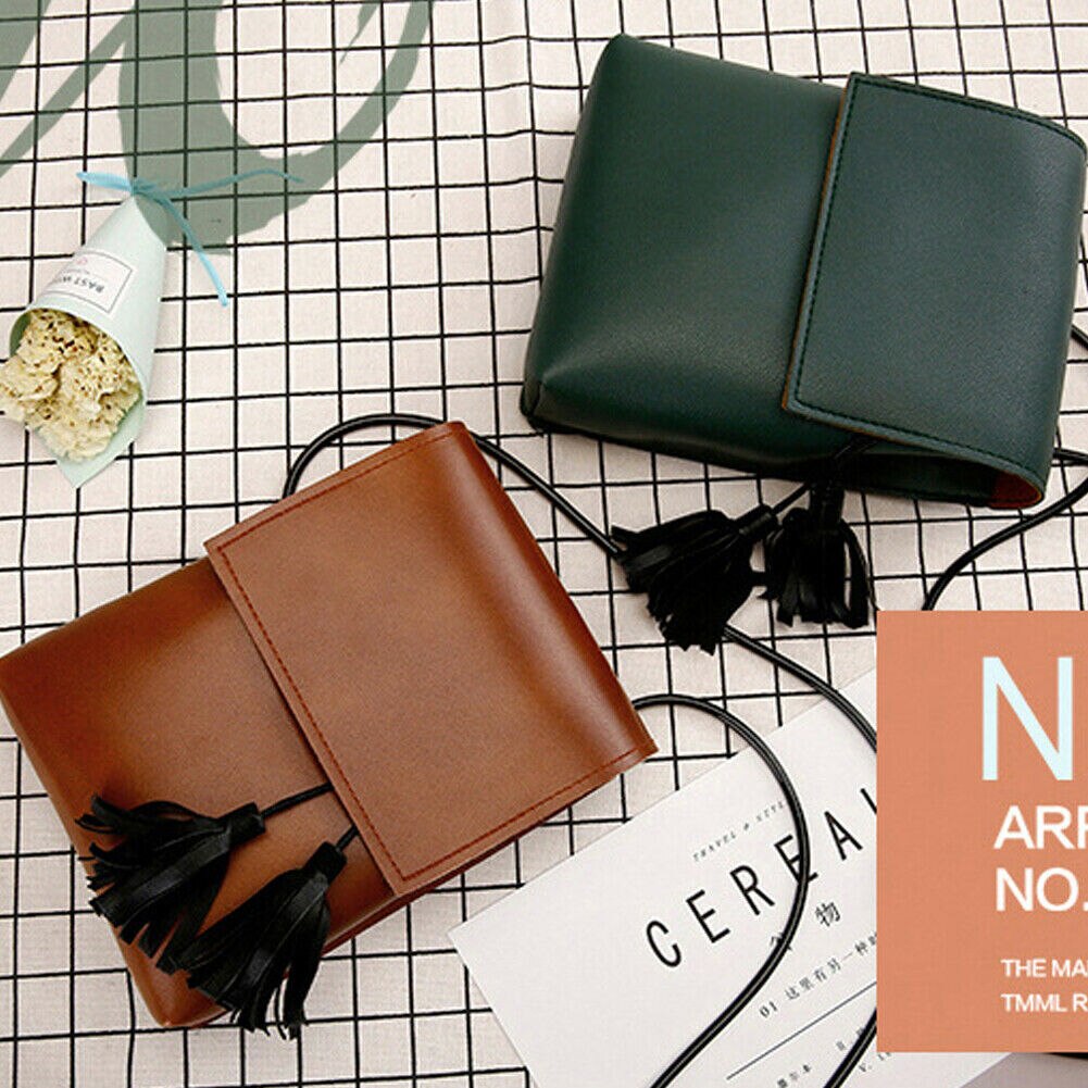 Damevesken skinn veske skulder dame cross body bag tote messenger