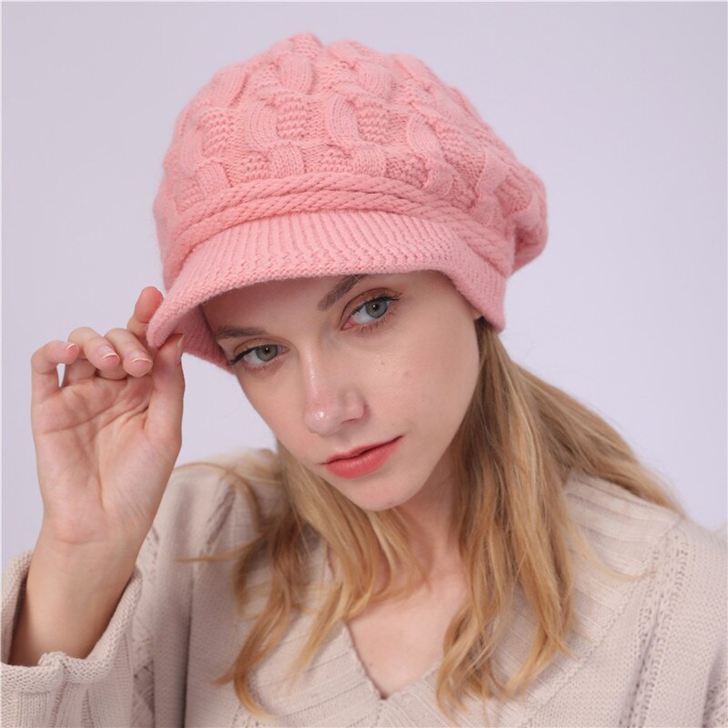 Chapeau en tricot pour femme, , ample, ample, en Crochet, décontracté, uni, doux, collection hiver