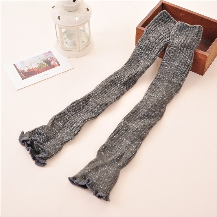 Leg Warmers Women Silver Wire Korean Style Long Soft and Elasticity Stretchy Womens All-match Solid Comfortable: gray