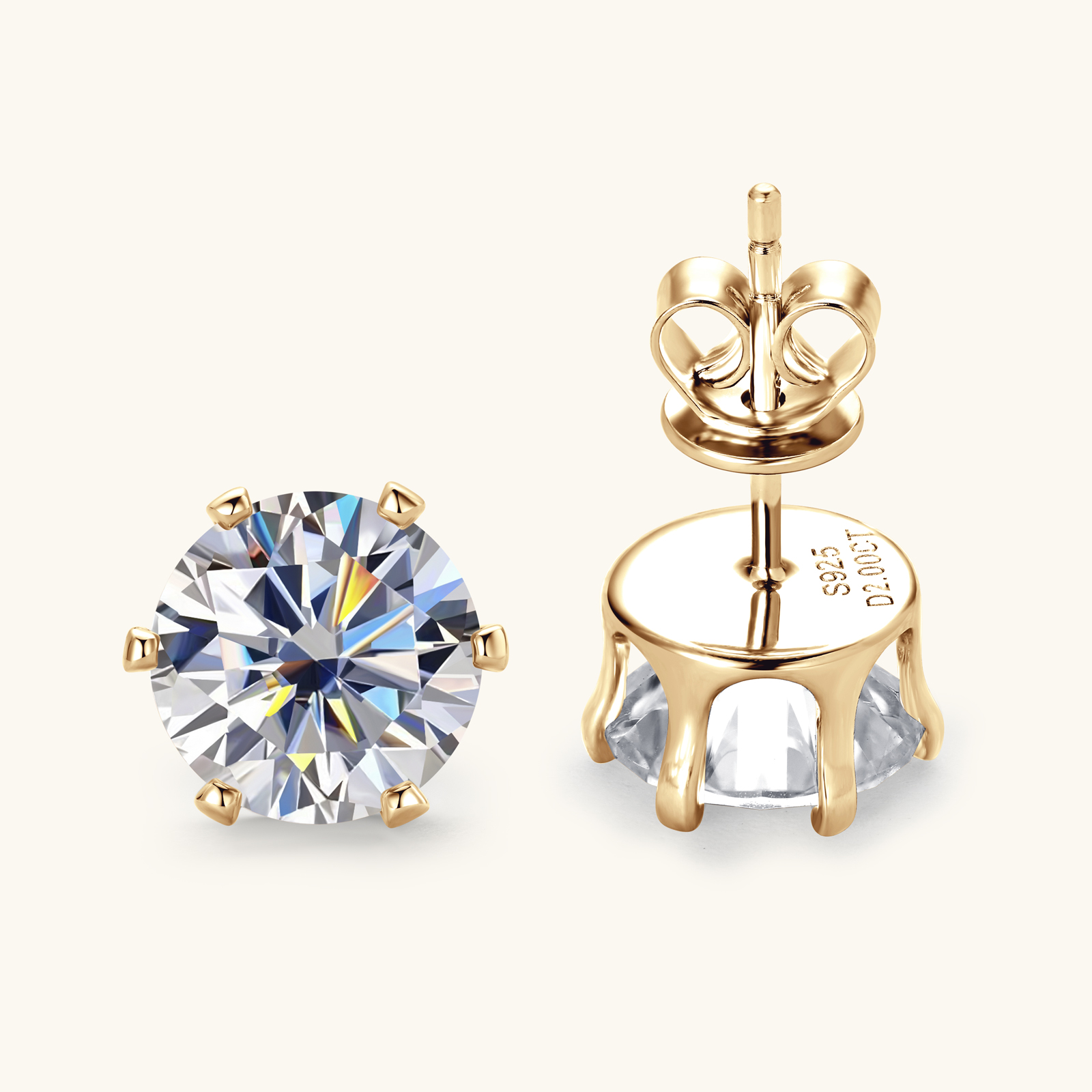 0.1-3 karat moissanit ørestikker til kvinder og mænd, d-farvet, laboratoriefremstillet diamantørering, 925 sterlingsølv ørepiercingsmykker