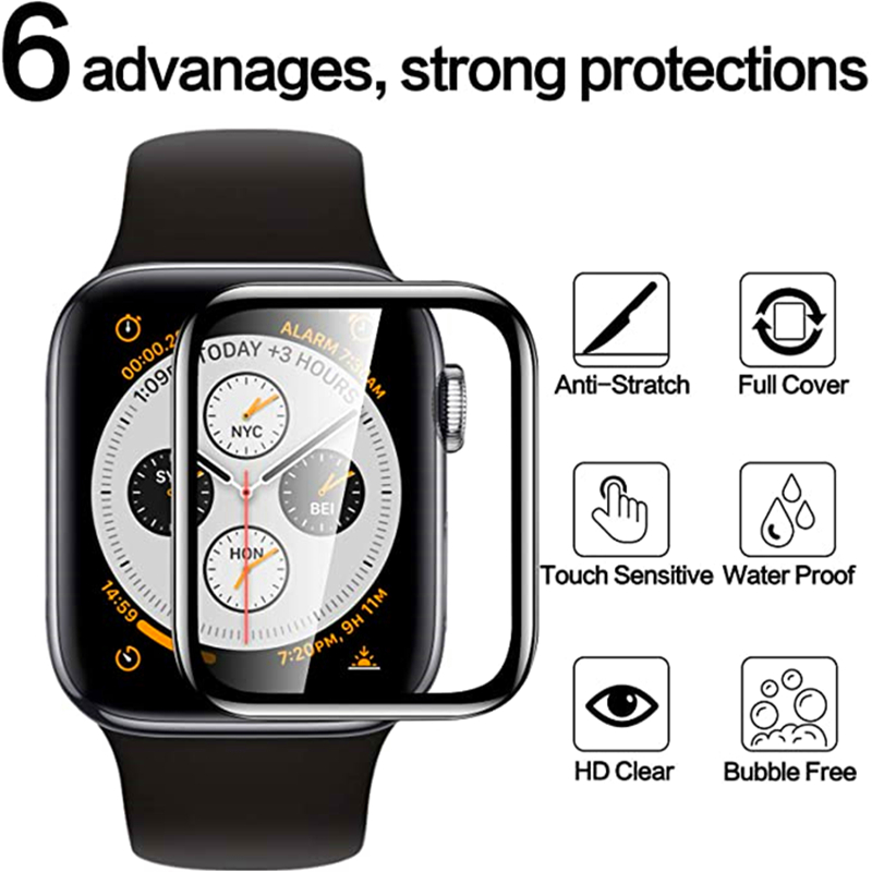 Protecteur d'écran pour apple watch 7, film souple étanche en verre trempé pour iwatch 7/6/5/4/3, 45MM 41MM 38MM 40MM 44MM 42MM