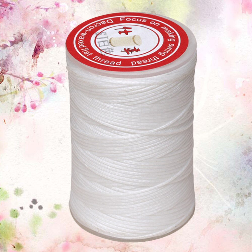 1PC 0.45mm Round Waxed Thread Leather Sewing Thread Hand Stitching Thread for Craft DIY (White): White