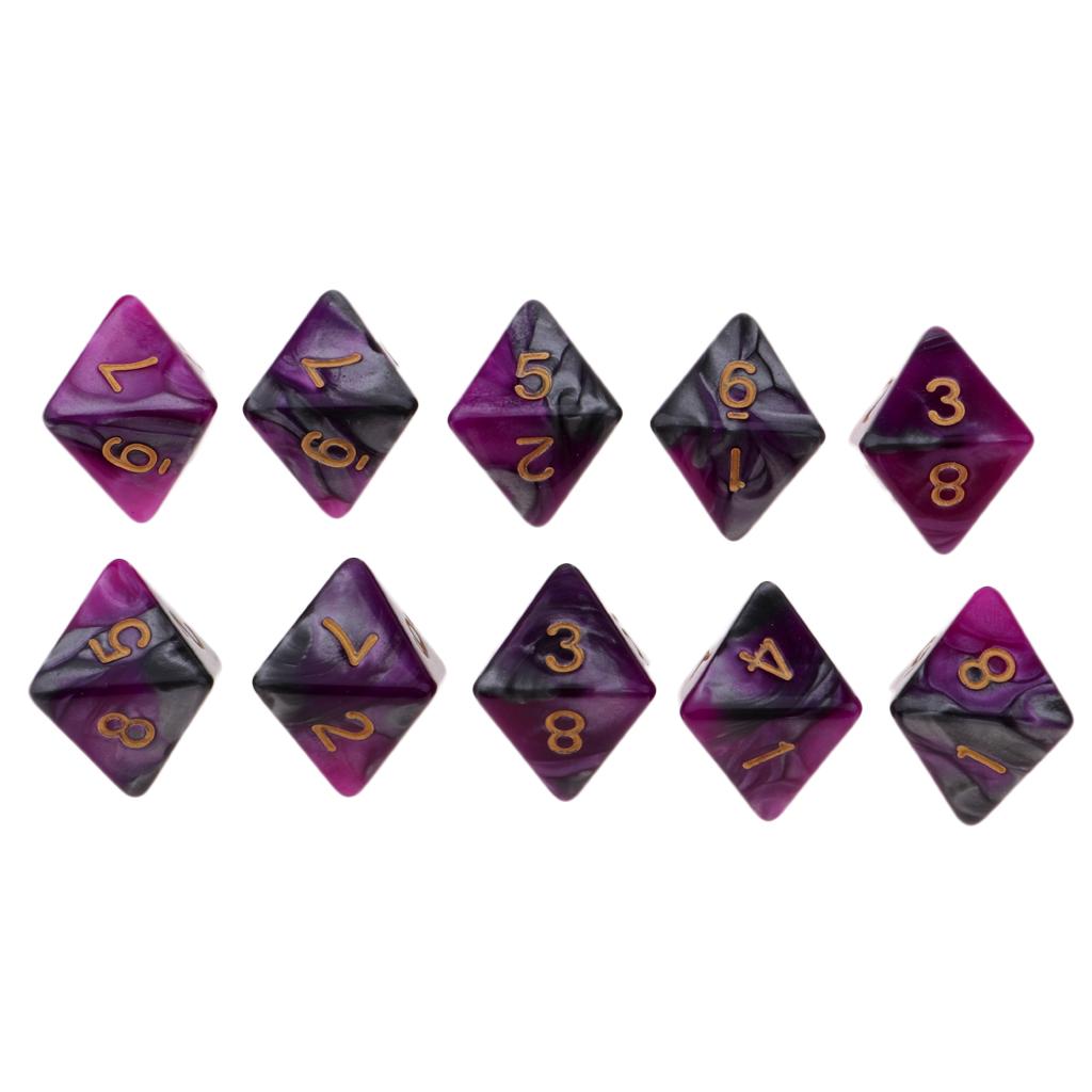Set di dadi poliedrici da 10 pezzi Fantasy Dream Pearl Swirl dadi multi-faccia D8 per appassionati di DND RPG avventuriero