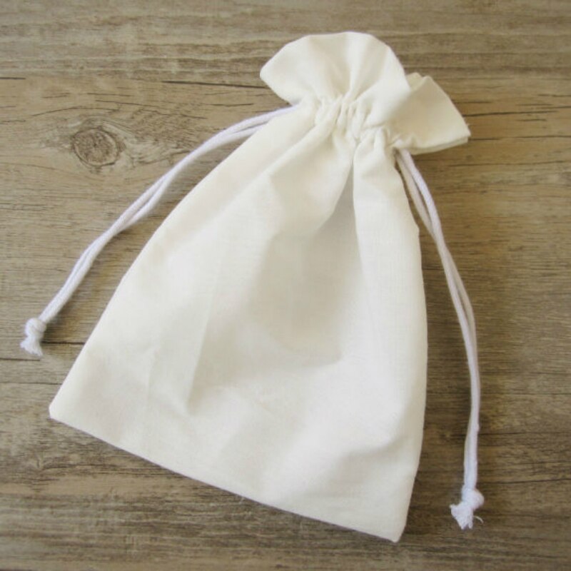 50PCS Cotton Pouch Cloth Drawstring Bag Jewelry Packaging Sachet Makeup Wedding Party Candy Custom Bags Wrapping Print Logo