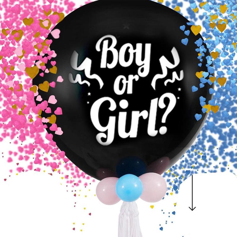 1Pc 36 Inch Jongen Of Meisje Ballon Zwarte Latex Ballon Met Confetti Baby Douche Geslacht Onthullen Party Decor Vieren pasgeboren
