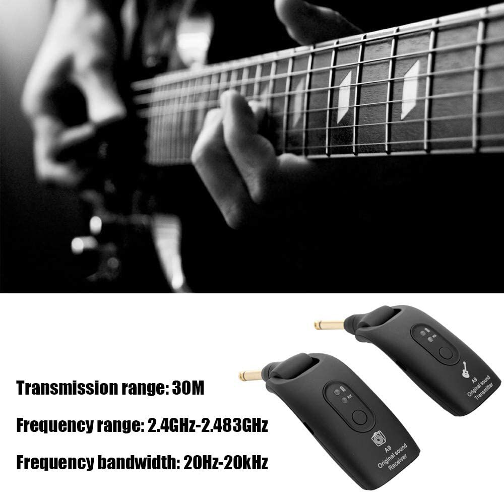 Wireless Guitar System A9 UHF 2.4GHz Rechargeable Electric Guitar Transmitter Receiver 4 Channels USB Electric Guitar Bass Tool