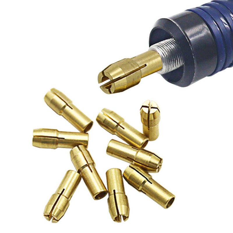 10Pcs 0.5mm-3.2mm Mini Drill Chuck Adapter for Dremel Mini Drill Chuck Micro Collet Brass For Power Rotary Tools Chuck Adapter