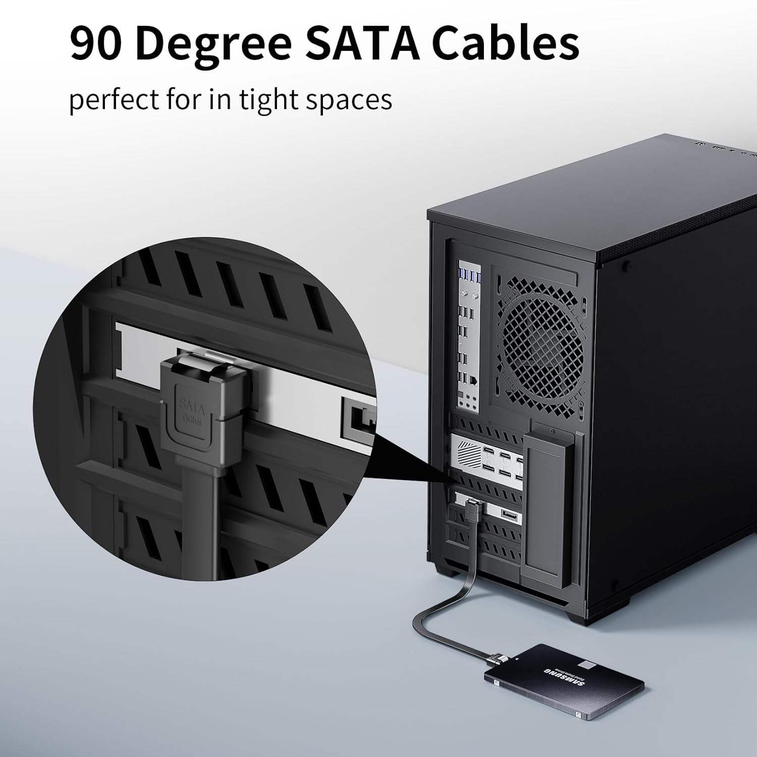 SATA-kabel III 6 Gbps hoek- en rechte SATA-datakabel 50 cm zwart Sata 3-snoer met vergrendelingsvergrendeling voor HDD SSD CD-stuurprogramma CD-schrijver
