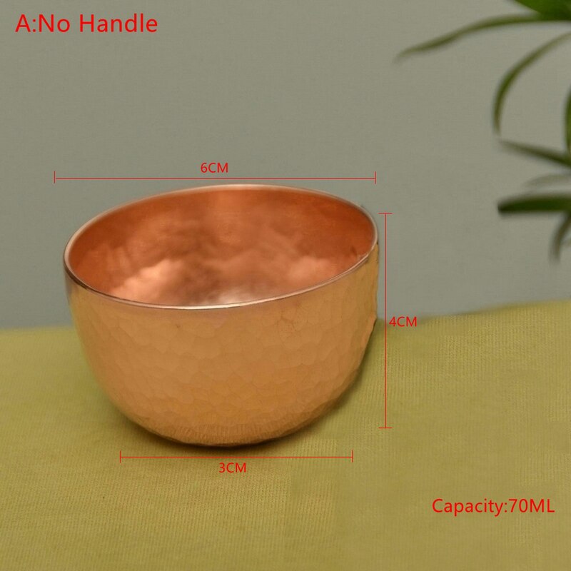 1Pcs Hand Verdikte Zuiver Koper Water Thee Wijn Koffie Cup Set Met Bekerhouder